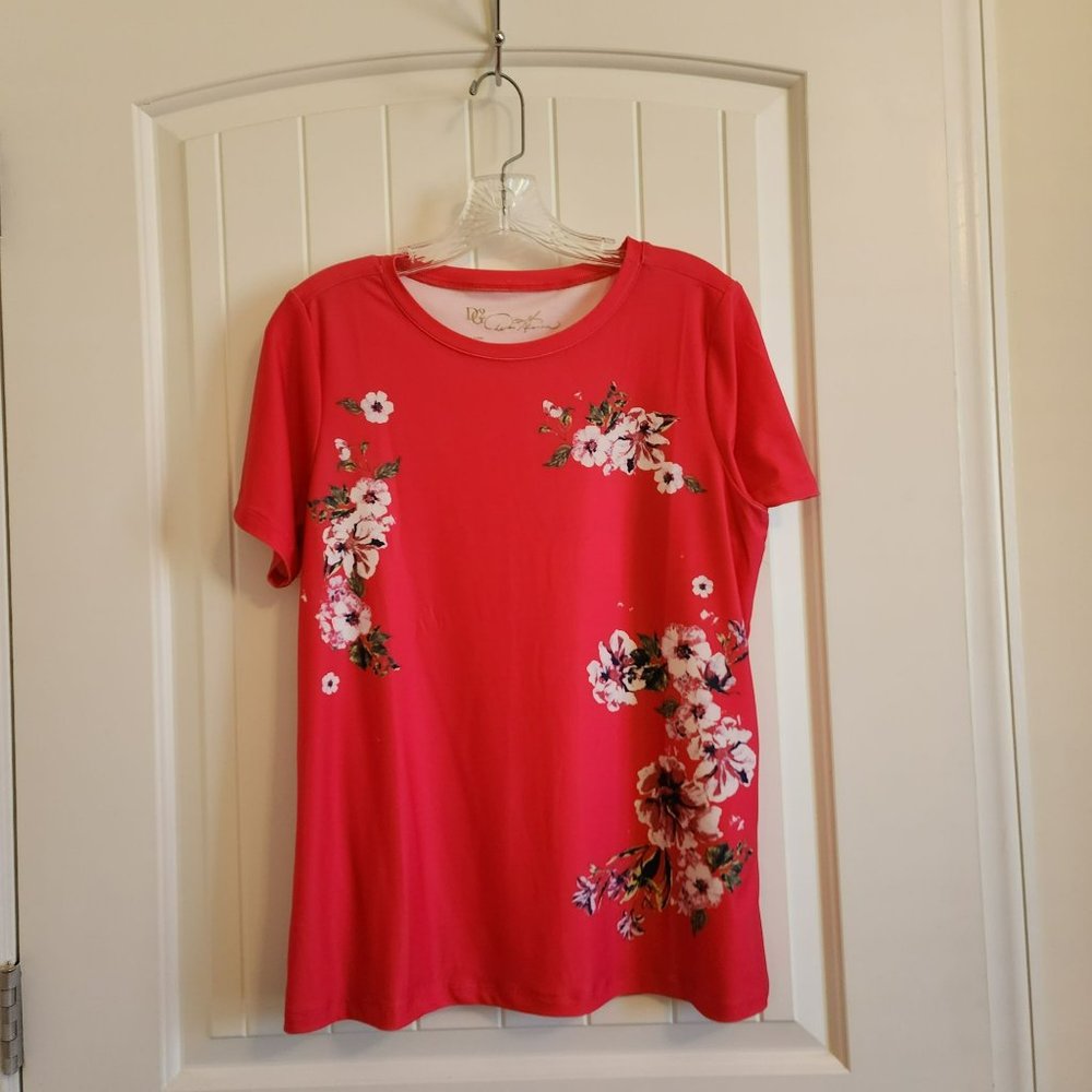 DG2 Bright Pink Fushia Floral T- Shirt Small - Picture 10 of 10